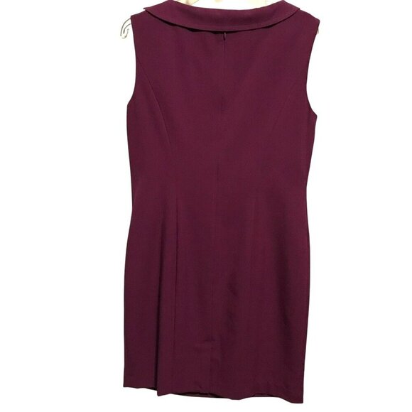 Ellen Tracy NWT Sheath Dress Fully Lined Asymmetric Front Ruffle Sz 12 in Berry - Picture 9 of 16